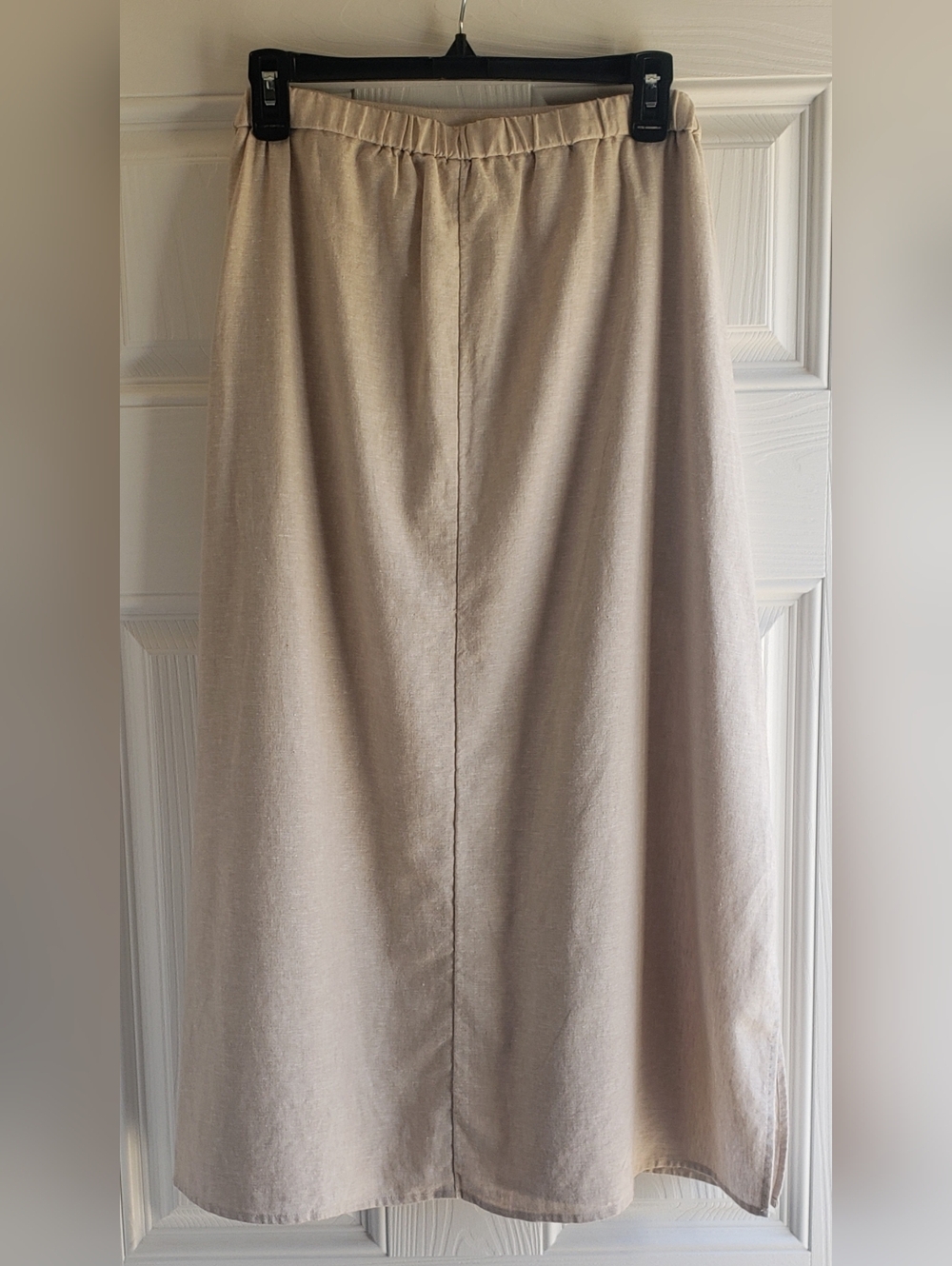 Old Navy Womens XXLarge Linen Blend Midi Skirt Tan Neutral Side Slit - Picture 2 of 9